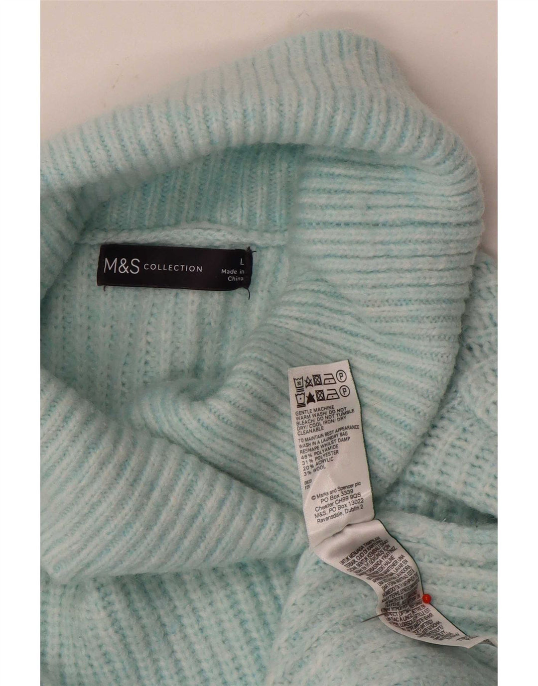Marks & Spencer Damski sweter oversize z golfem, UK 16, duży niebieski