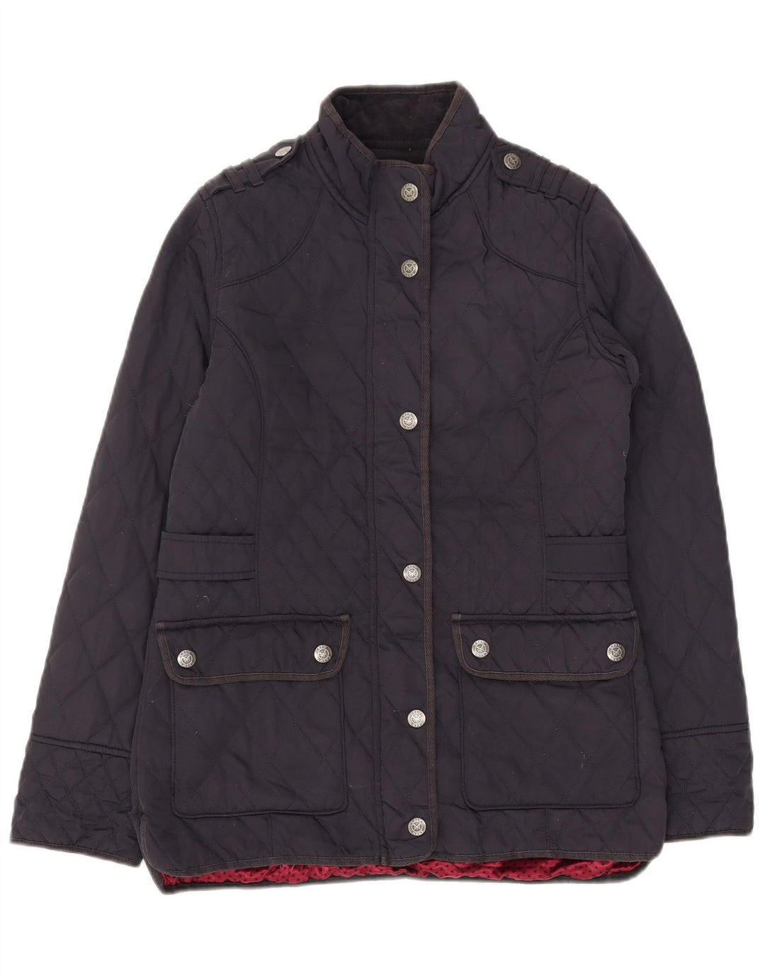 CREW CLOTHING Womens Quilted Jacket UK 10 Small Navy Blue Polyester
