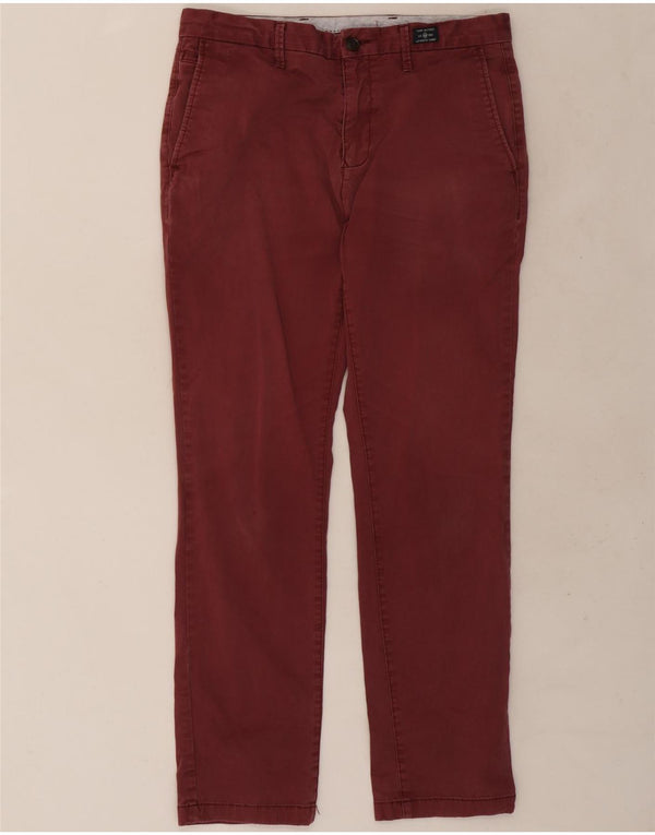 Męskie proste spodnie chino Tommy Hilfiger W32 L30 Bordowa bawełna