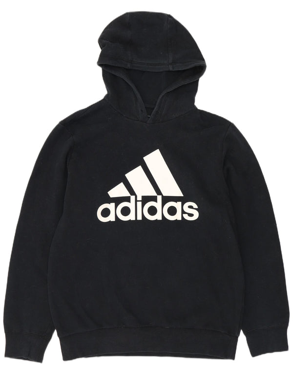 Męski sweter z kapturem ADIDAS z grafiką, średniej wielkości, czarny, bawełniany