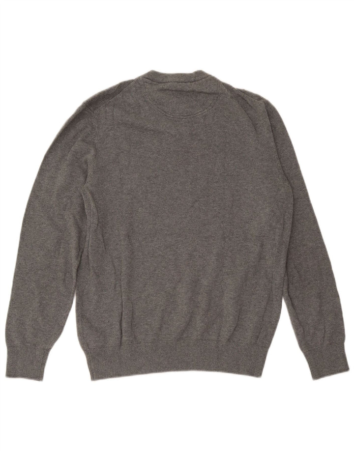 Męski sweter Timberland z dekoltem w szpic, mały, szary, bawełniany