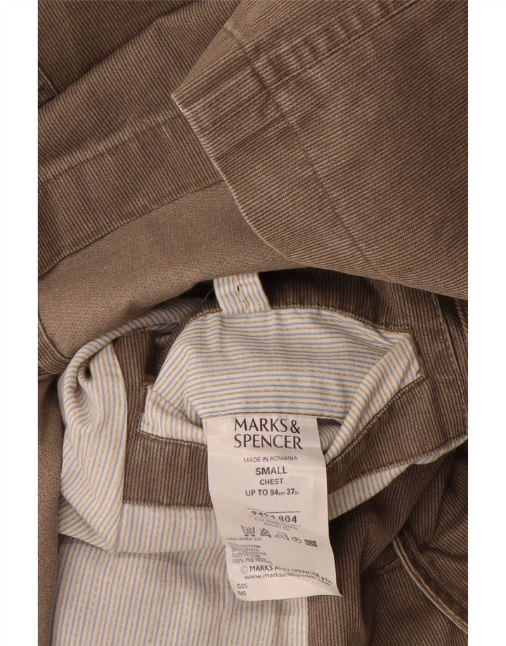 Marks & Spencer Męska marynarka zapinana na 3 guziki UK 36 Small Khaki Pinstripe