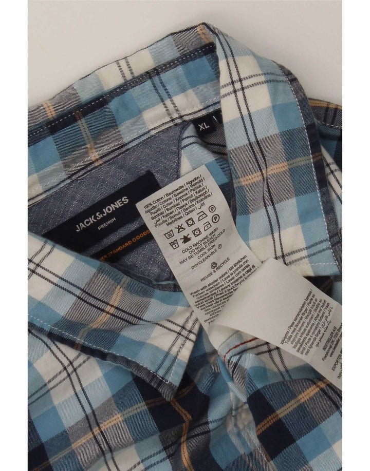 Koszula męska Jack & Jones XL, bawełniana w niebieską kratkę