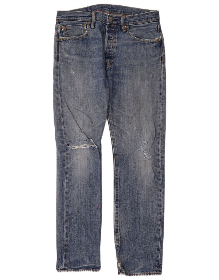 Męskie jeansy Levi's 501 w trudnej sytuacji W32 L32 Niebieska bawełna