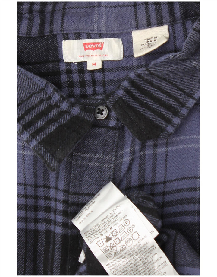 Damska koszula flanelowa oversize Levi's UK 14, średnia, granatowa, bawełniana w kratę