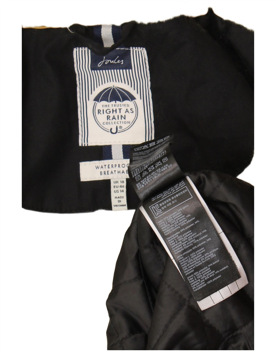 Damska kurtka parka z kapturem Joules UK 18 XL, czarny poliester