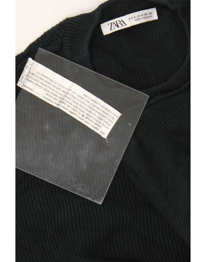 Męski sweter z okrągłym dekoltem Zara, mały, zielony, bawełniany