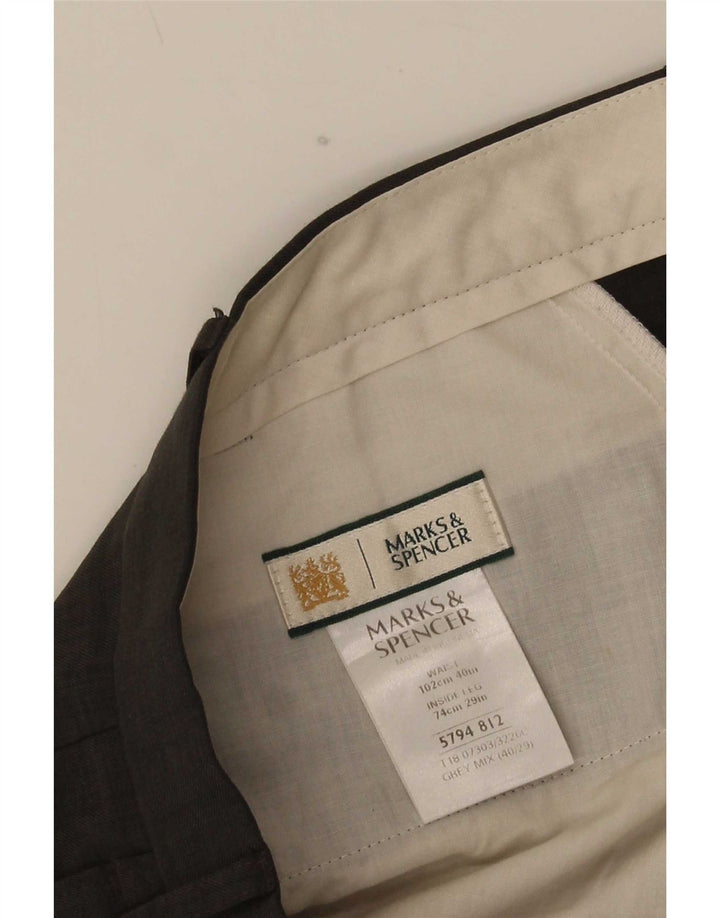 Męskie spodnie casual Marks & Spencer W40 L29 Szary poliester