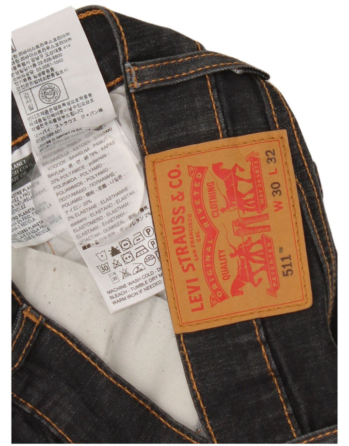 Męskie jeansy Levi's 511 Slim W30 L29 Czarna bawełna