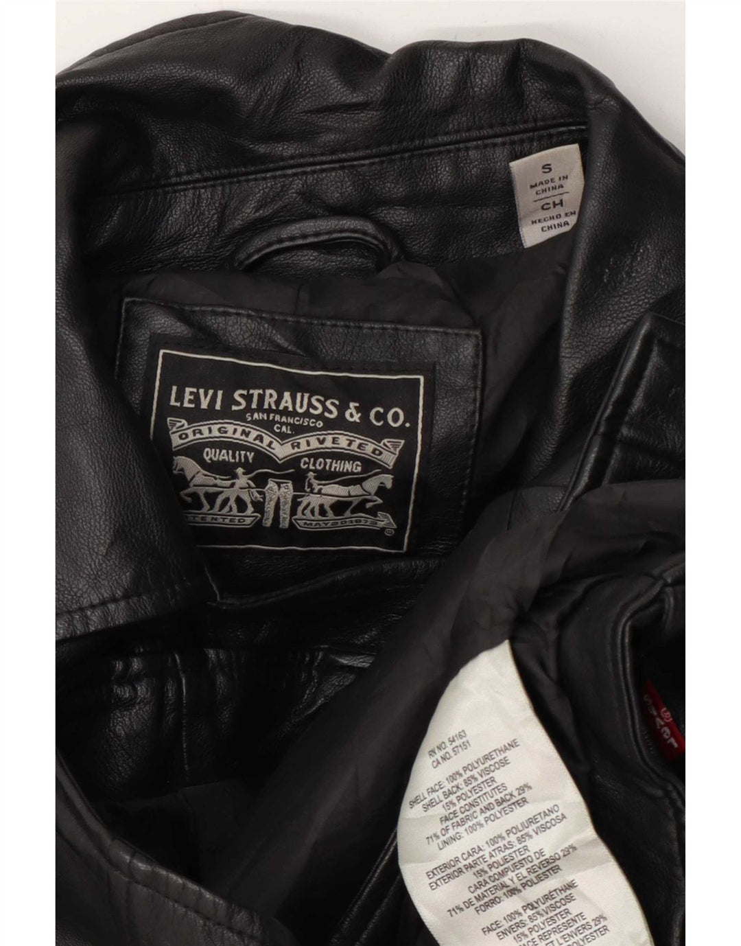 Damska kurtka motocyklowa Levi's ze sztucznej skóry UK 10, mała, czarna, z poliuretanu