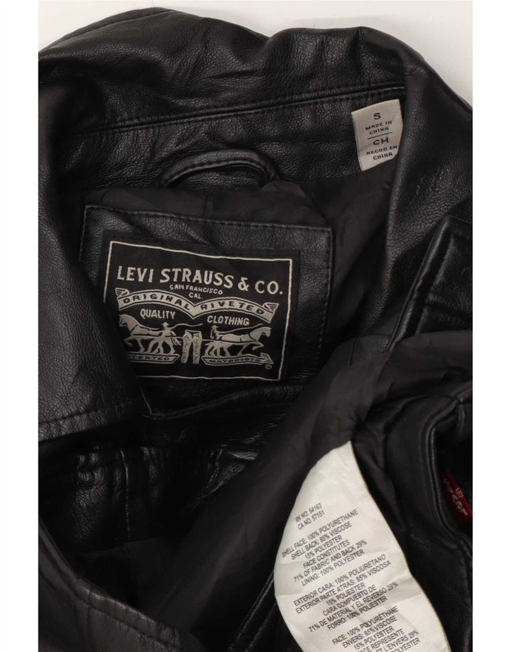Damska kurtka motocyklowa Levi's ze sztucznej skóry UK 10, mała, czarna, z poliuretanu