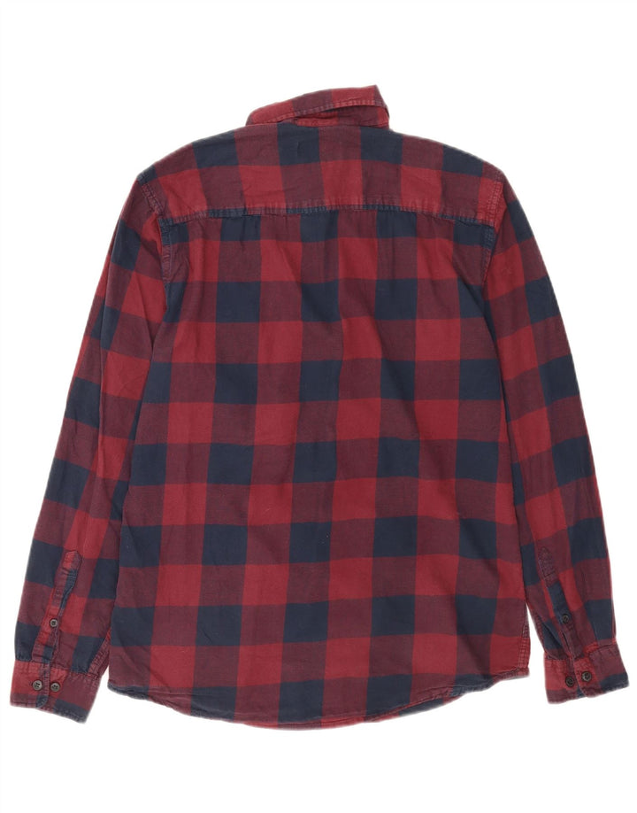Męska koszula flanelowa Jack & Jones, średnia, bordowa bawełna w kratkę