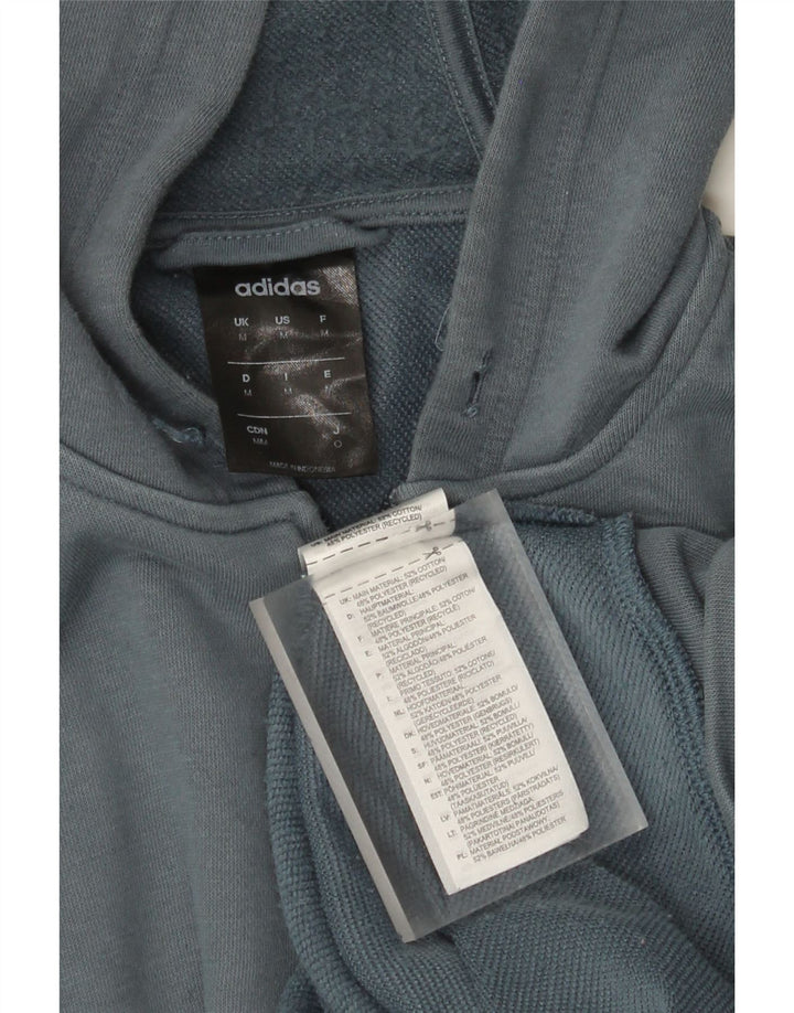 Męski sweter Adidas z grafiką i zamkiem błyskawicznym, średni niebieski, bawełniany