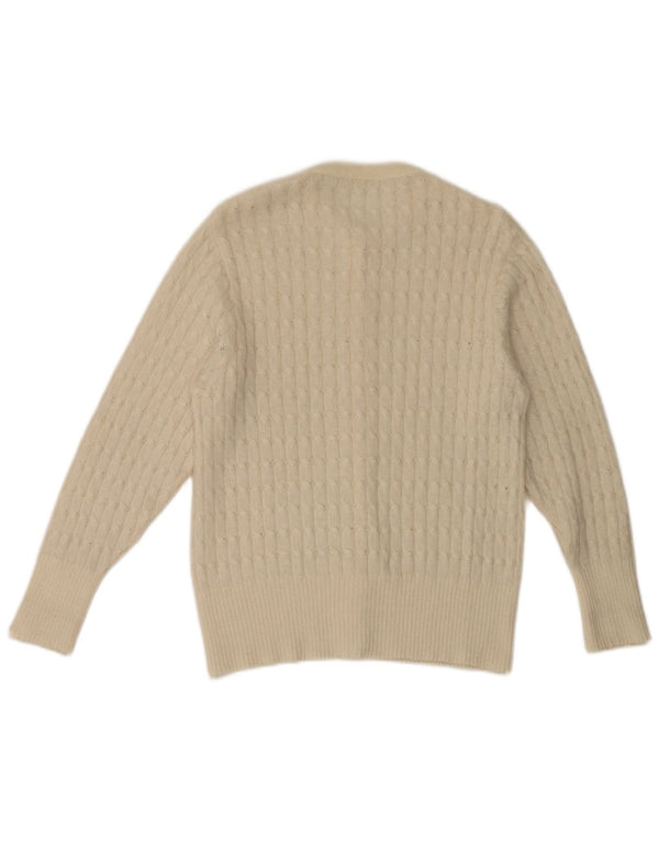 Sweter damski w stylu vintage, rozpinany UK 10, mały, biały