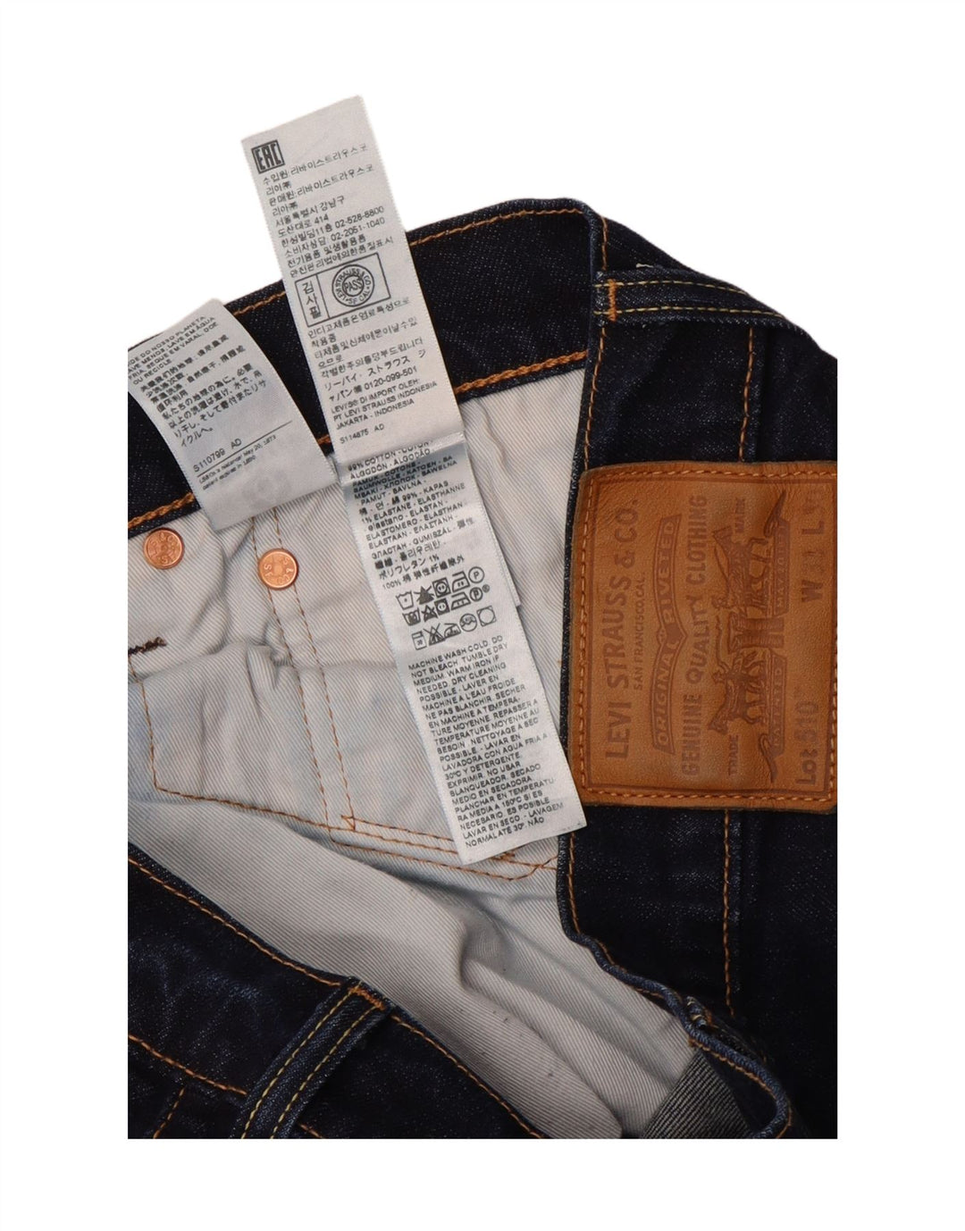 Męskie jeansy LEVI'S 510 Skinny W33 L28 Granatowa bawełna