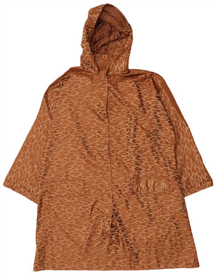 Vintage damski oversize'owy długi płaszcz UK 14 średni brąz klasyczny