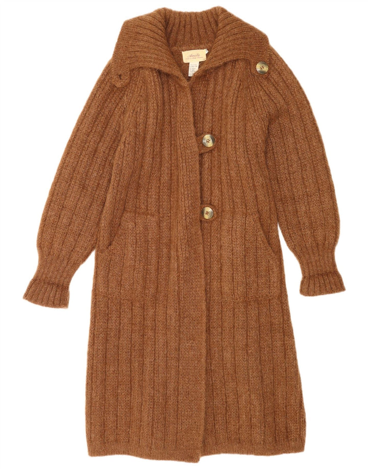 Vintage damski sweter oversize o przedłużonym kroju UK 14, średni brąz, modal