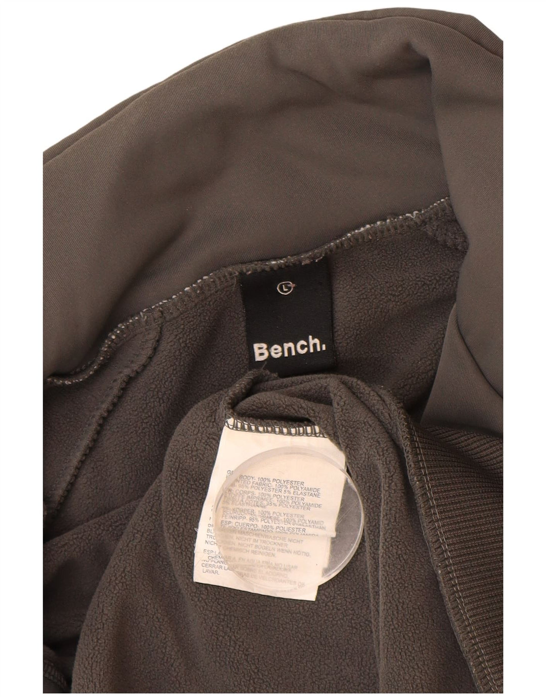 Męska kurtka dresowa BENCH z grafiką, duży szary poliester w blokach kolorów