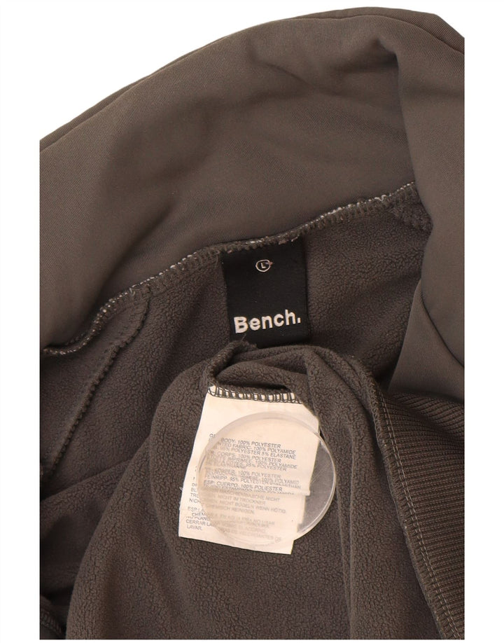 Męska kurtka dresowa BENCH z grafiką, duży szary poliester w blokach kolorów