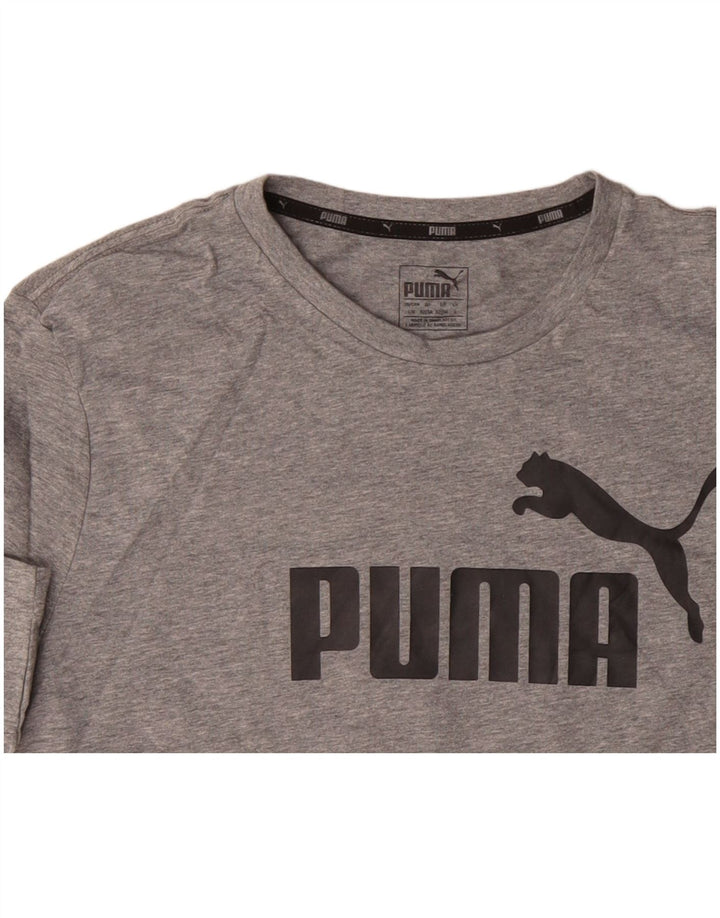 Męski T-shirt z grafiką PUMA, duży, szary, nakrapiany