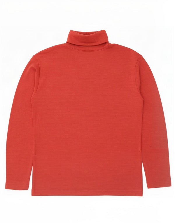 Top damski w stylu vintage z długim rękawem UK 14, średni czerwony w kwiaty