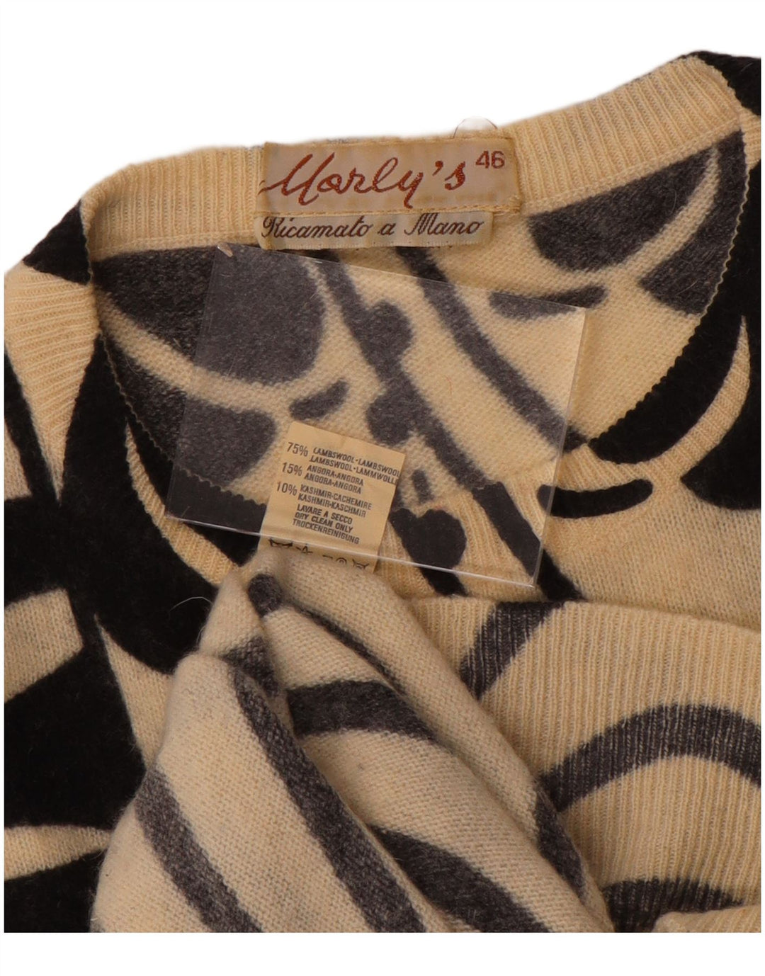 MARLY'S Damski sweter z okrągłym dekoltem w kształcie nietoperza, EU 46 XL, w białe kwiaty