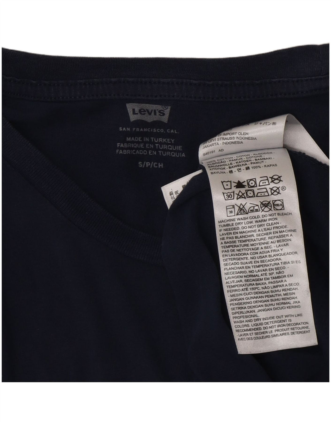 LEVI'S Mens Graphic T-Shirt Top Small Navy Blue Cotton