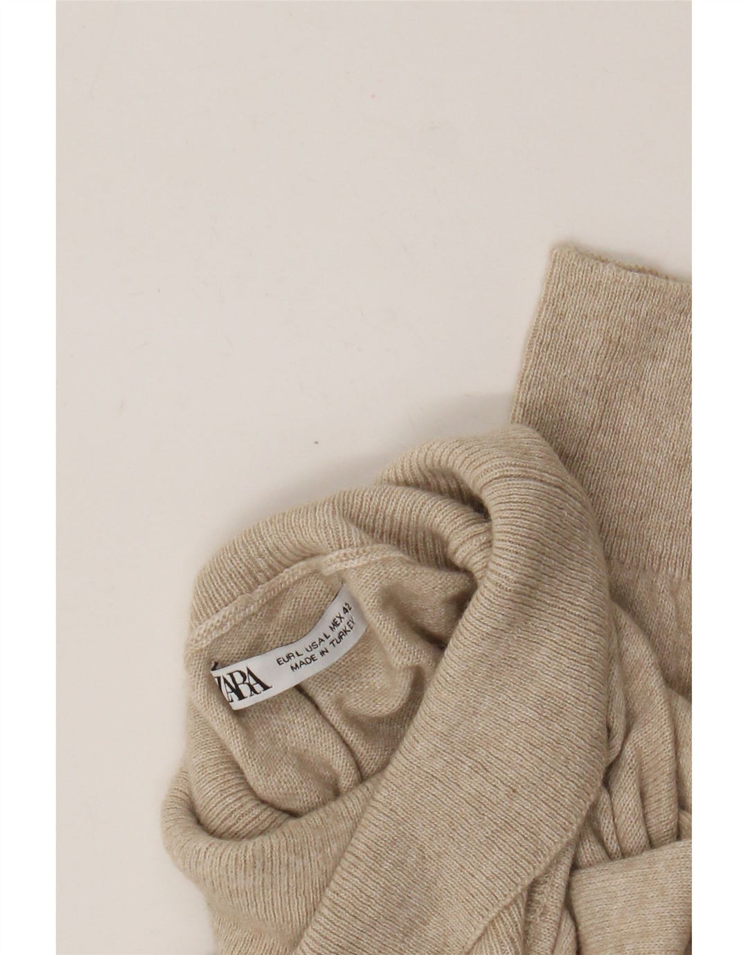 Męski sweter Zara z golfem, duży, beżowy
