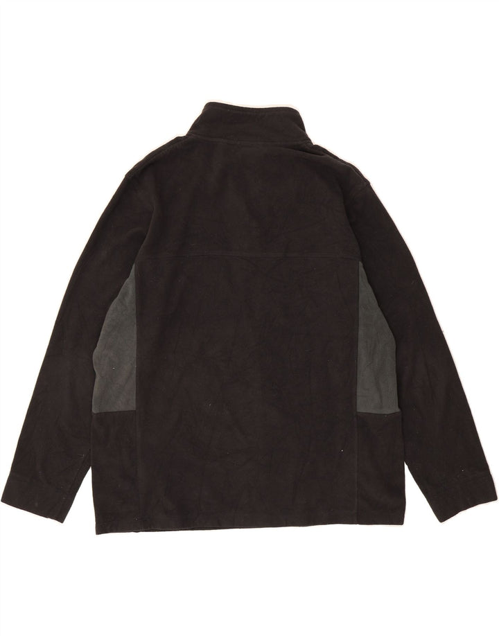 REEBOK Mens Zip Neck Fleece Jumper XL Black Colourblock Polyester Vintage Reebok and Second-Hand Reebok from Messina Hembry 