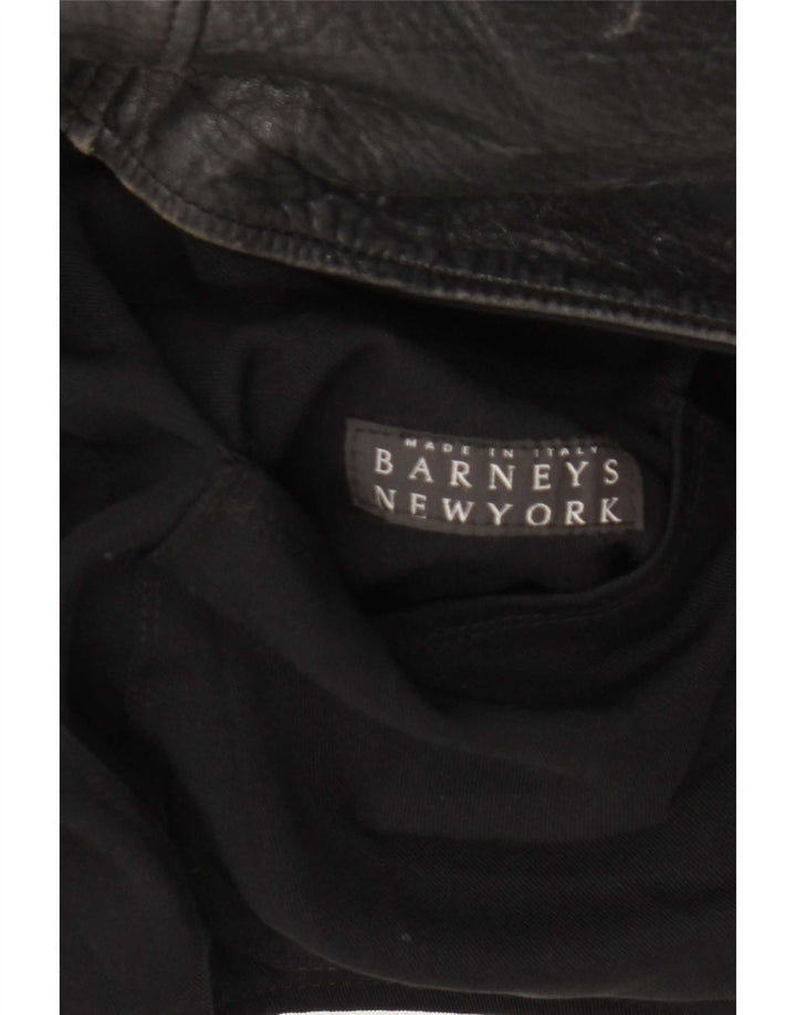 BARNEYS Męska skórzana kurtka UK 36, mała czarna