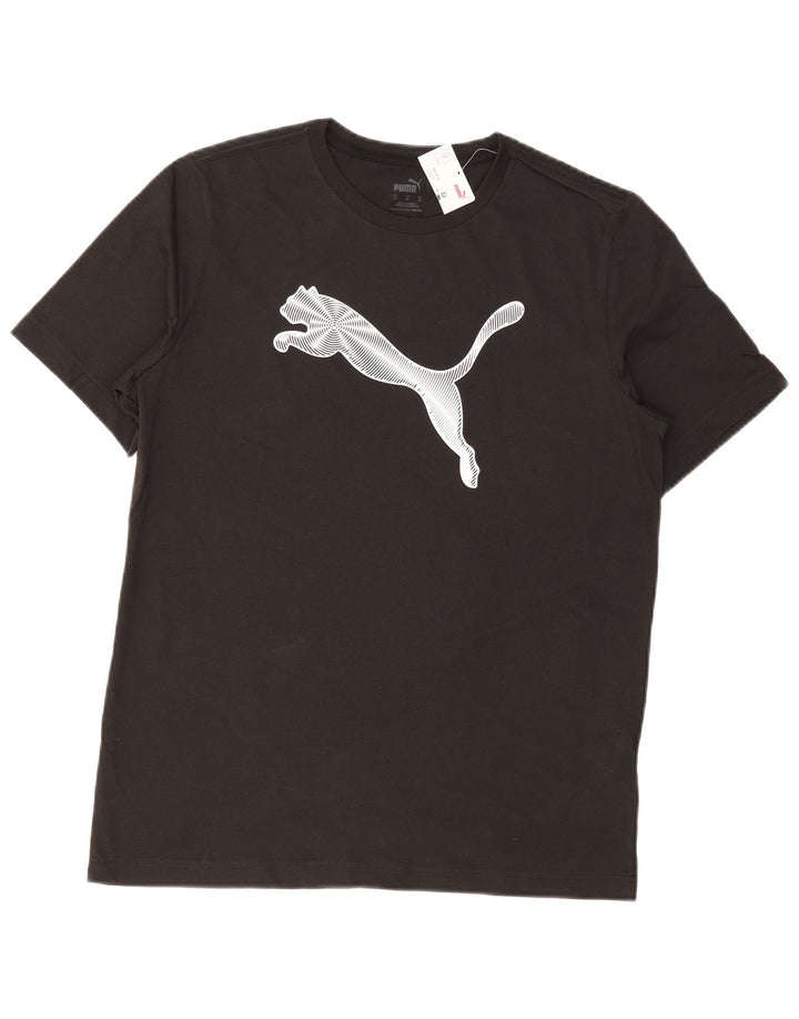 Męska koszulka z grafiką Puma, średnia czarna bawełniana