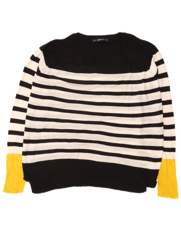 Damski sweter oversize z dekoltem w łódkę Zara UK 10 w małe czarne paski