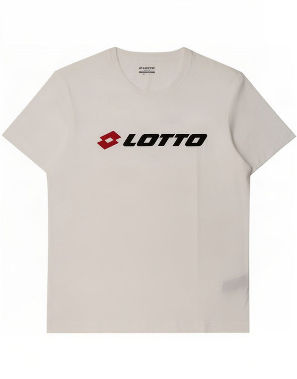 Lotto Męski T-shirt z grafiką Top, duży, biały, bawełniany