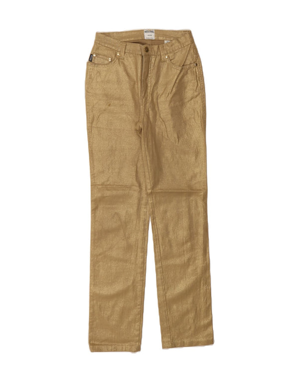 MOSCHINO Womens Straight Casual Trousers W28 L29 Gold Cotton