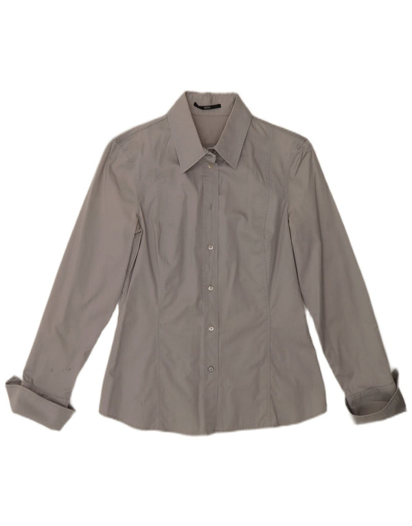 Hugo Boss Womens Formal Shirt UK 12 Medium Grey