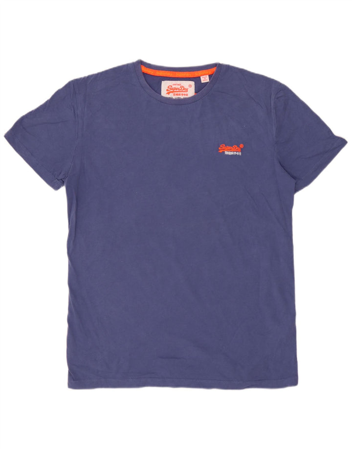 SUPERDRY Męski T-shirt Top Średni Niebieski Bawełniany