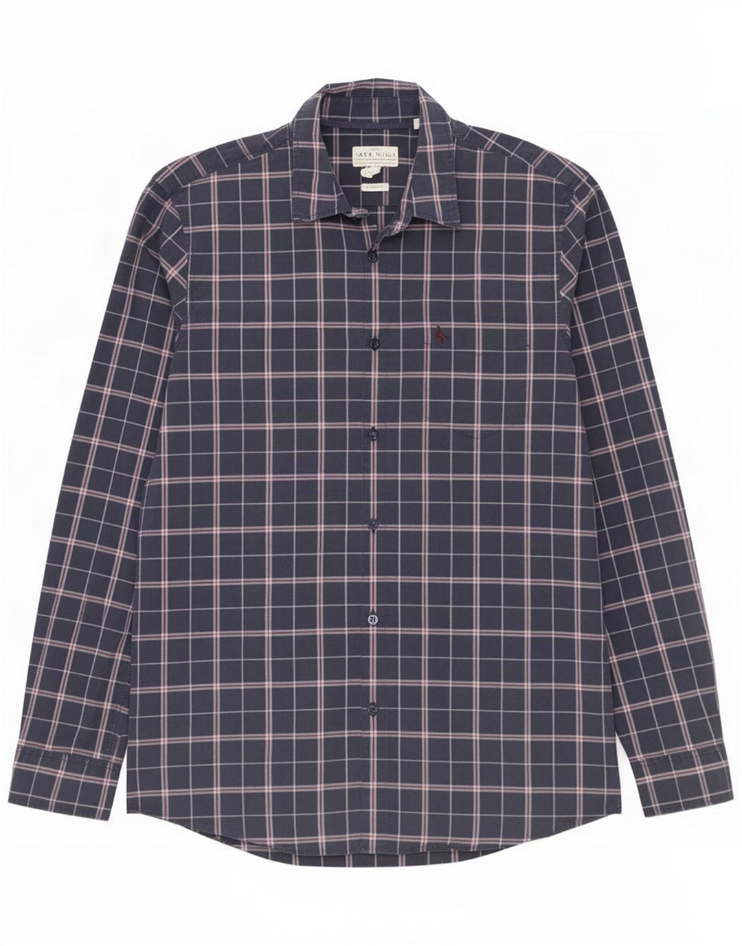 Jack Wills Koszula męska Średnia Granatowa Kratka Bawełniana