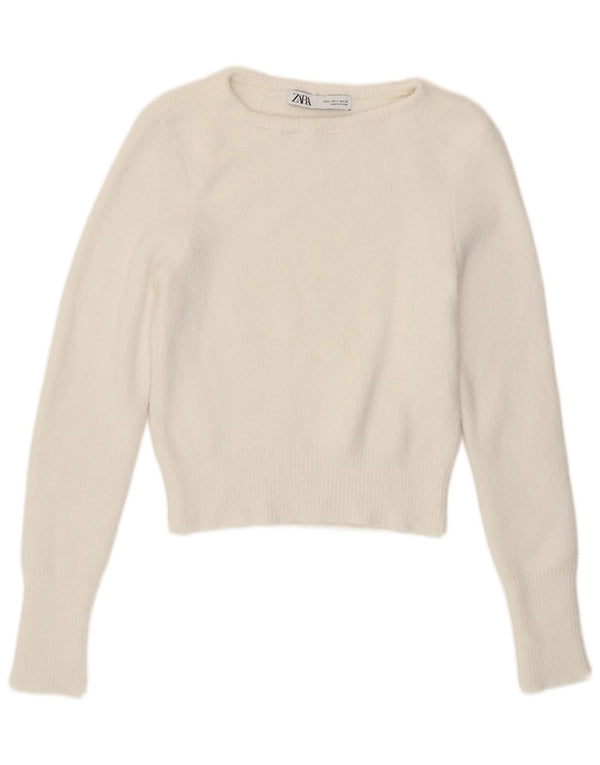 Sweter damski Zara z dekoltem w łódkę, UK 10, mały, biały