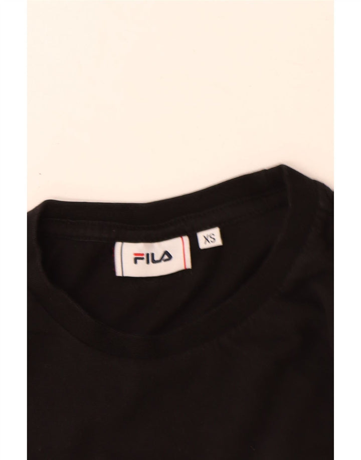 Męski graficzny top Fila z długim rękawem XS, czarny, bawełniany