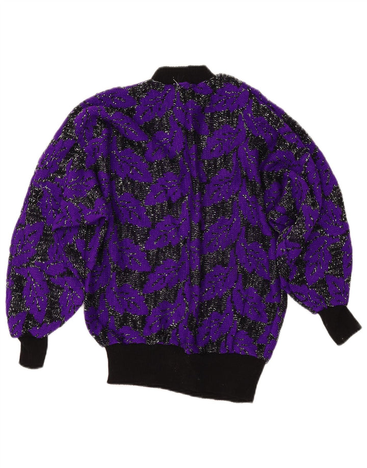 Sweter damski VINTAGE z golfem UK 8, mały fioletowy blok kolorów