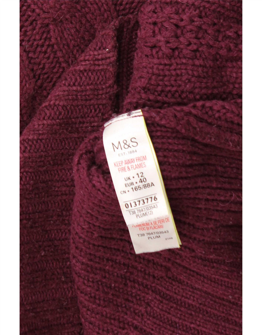 Marks & Spencer Damski sweter z okrągłym dekoltem, UK 12, średni burgund