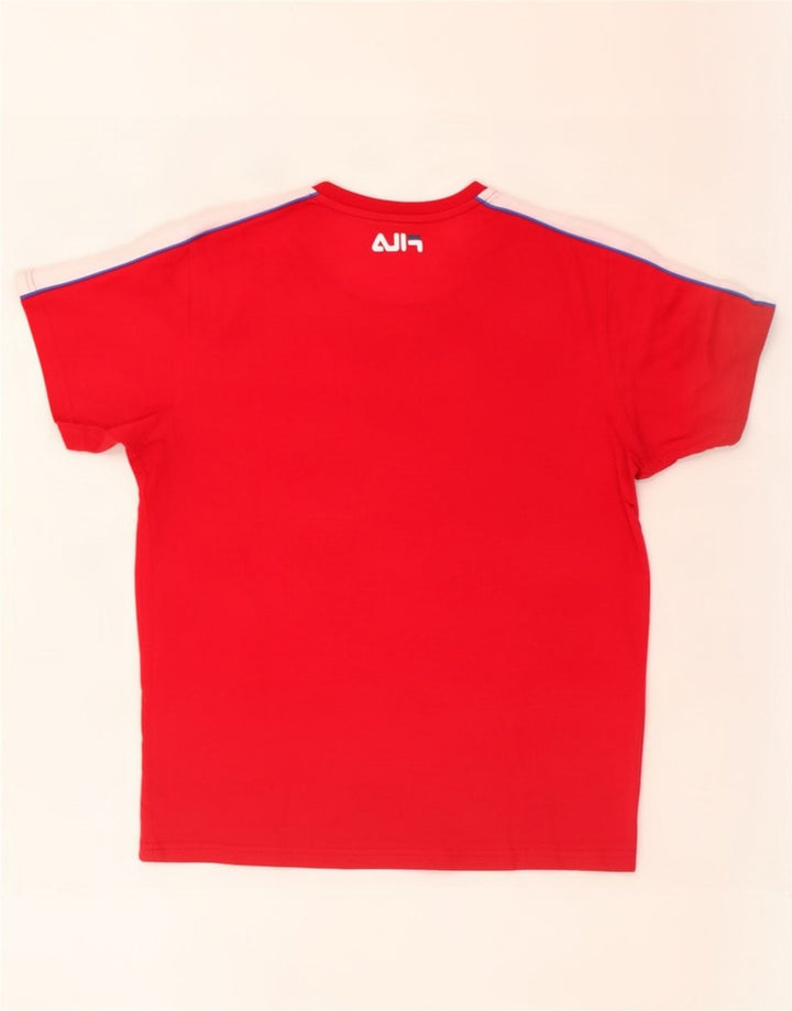 T-shirt męski Fila Top, mały, czerwony, z blokami kolorów