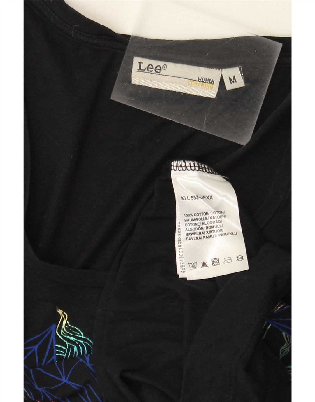 Damska koszulka z grafiką Lee Top UK 12, średnia, granatowa, bawełniana