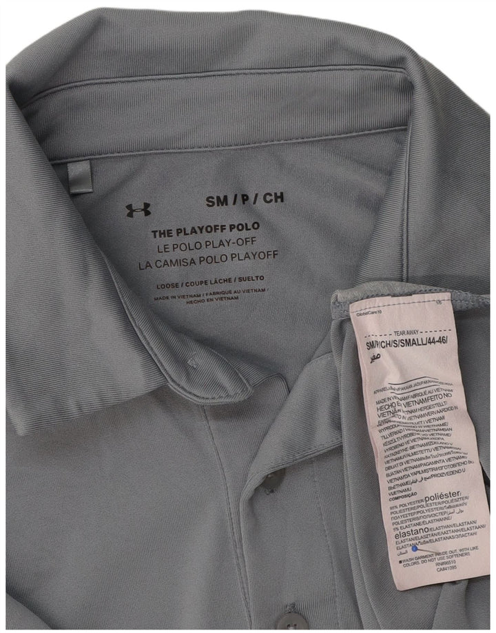 Męska koszulka polo Under Armour, mała, szara, z blokami kolorów, poliester