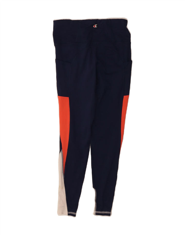 CHAMPION Womens Leggings UK 12 Medium  Navy Blue Colourblock Polyester Vintage Champion and Second-Hand Champion from Messina Hembry 