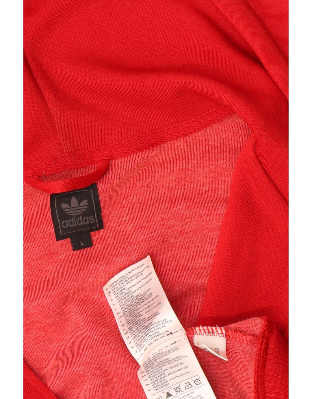 Adidas Męski sweter z kapturem i zamkiem błyskawicznym, duży, czerwony poliester