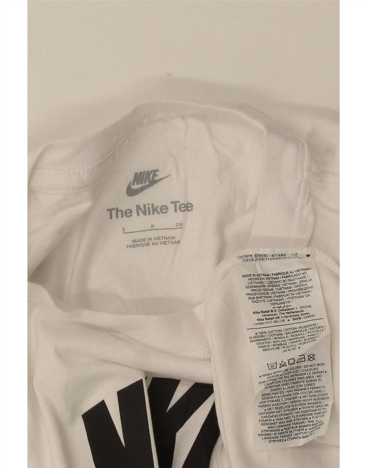 Męski T-shirt z grafiką NIKE, mały, biały, bawełniany