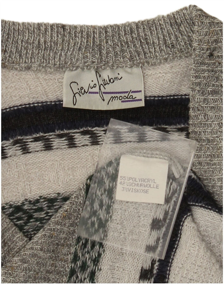 Podkoszulek męski VINTAGE z kamizelką, poliakrylowy, w średnie szare paski