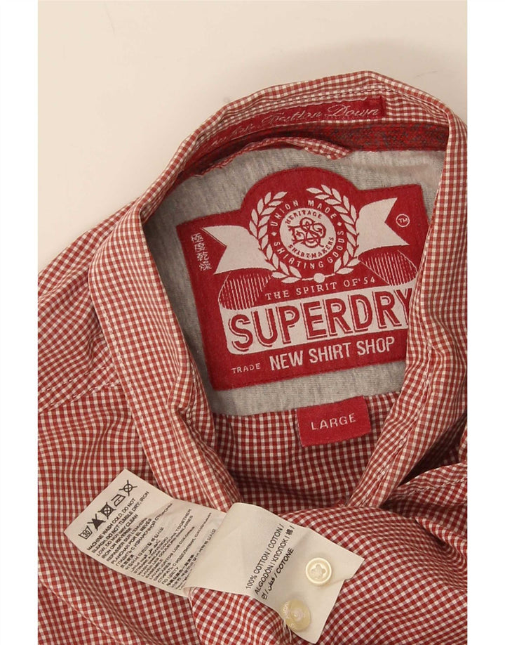 Koszula męska Superdry, duża, bawełniana w czerwoną kratkę
