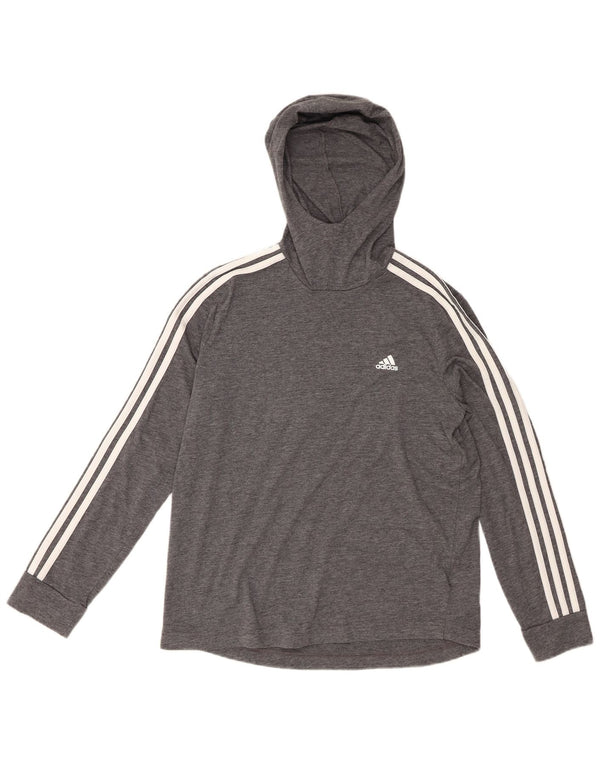 Adidas Damska Koszulka Z Kapturem Climalite Z Długim Rękawem UK 12/14 Średni Szary